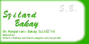 szilard bakay business card